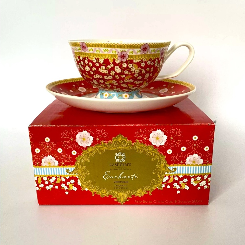 Maxwell & Williams Teacup & Saucer Set Cashmere Fine Bone China, Veronique